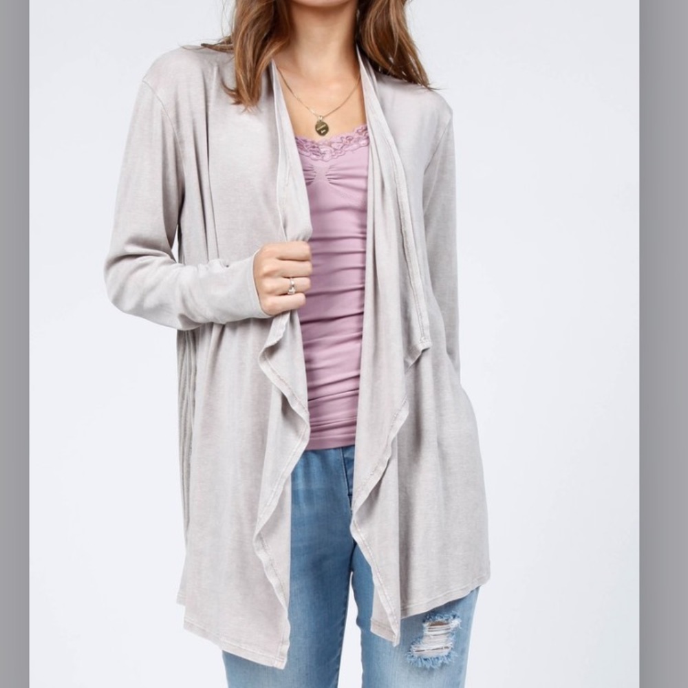 Crochet Back Waterfall Cardigan